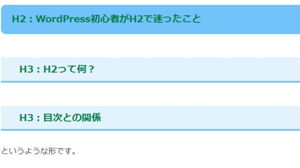 H2とH3の使い方を説明した画像。