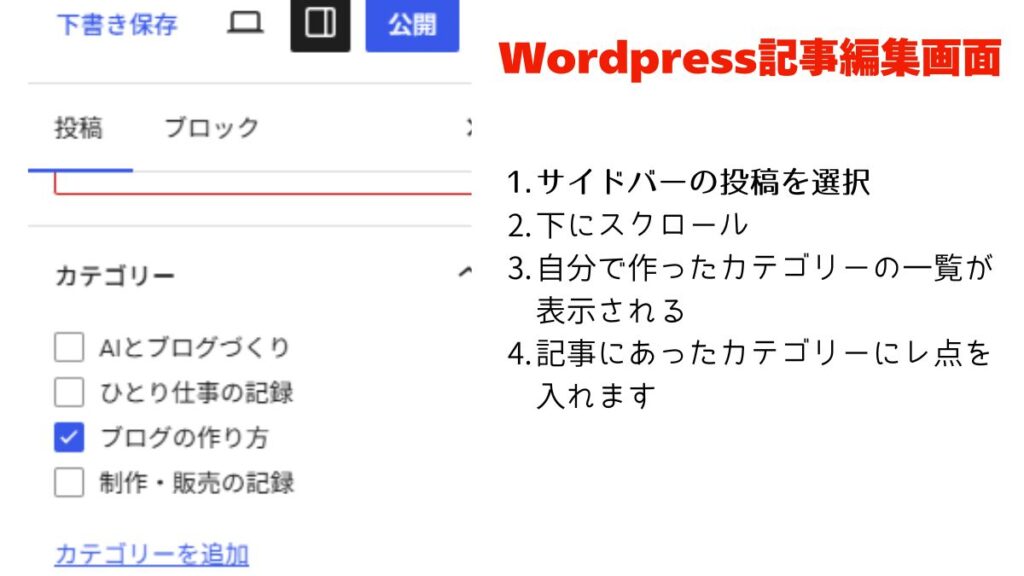 カテゴリーの選び方を説明している画像。